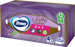 Zewa Softis 4 rétegű dobozos papír zsebkendő Lavender 80 db