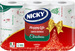 Nicky Happy Life CHRISTMAS 6 tek. 3 rét. Toalettpapír / Mintás